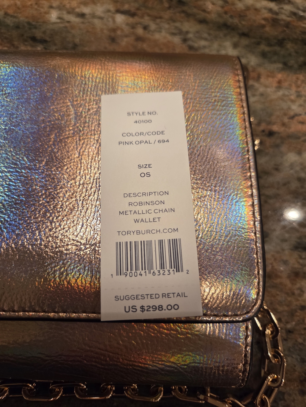 Tory Burch Iridescent Rose Gold Chain Crossbody Bag - Picture 8 of 9